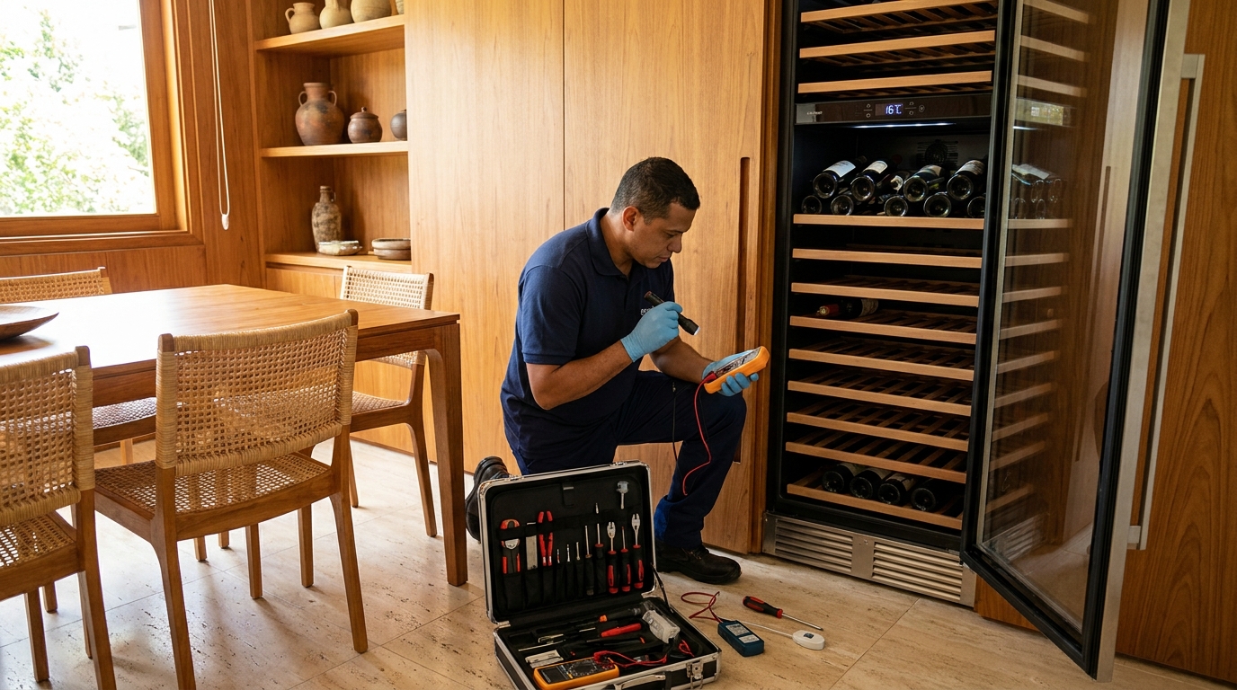 Troca de termostato de adega climatizada em atendimento técnico em Londrina‑PR